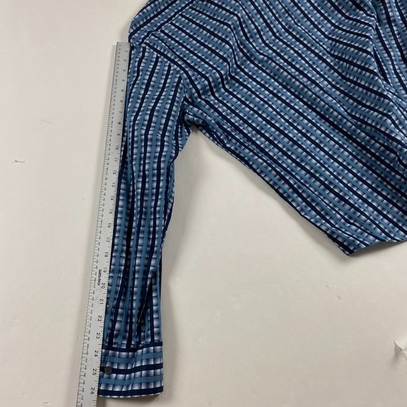 Bugatchi Shaped Fit Shirt Mens XXL Blue Cotton 2XL - Picture 8 of 9